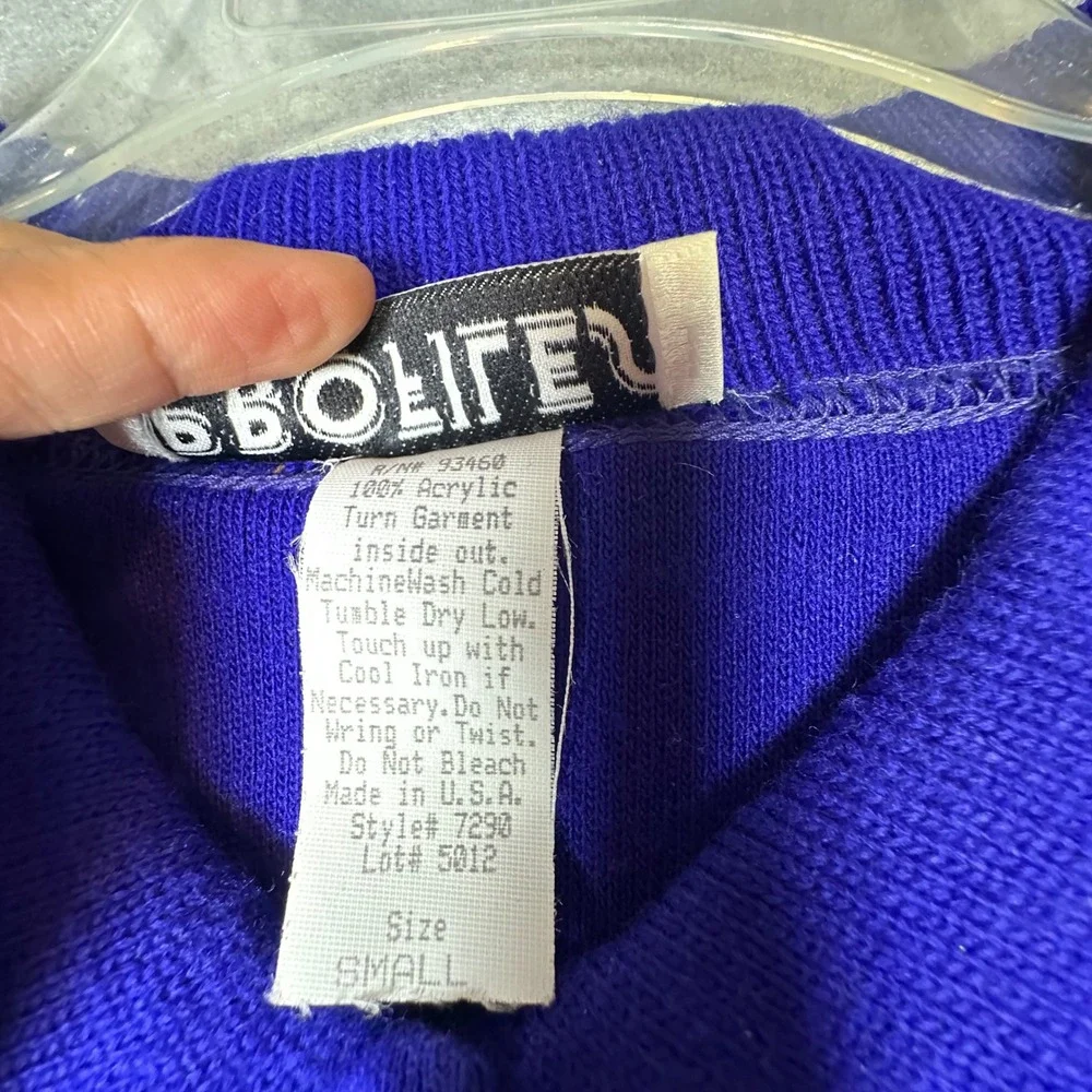 Profiles Vintage Long Sleeve Polo Sweater Cobalt Blue Gold Buttons  Layering S